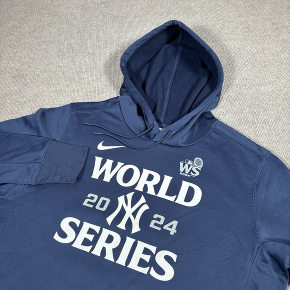 Nike New York Yankees Hoodie Sweatshirt Mens M Blue Logo World Series 2024 - Picture 1 of 8